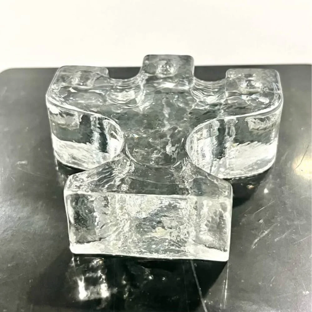 MCM Pukeberg clear candle holder, designed by Staffan Gellerstedt